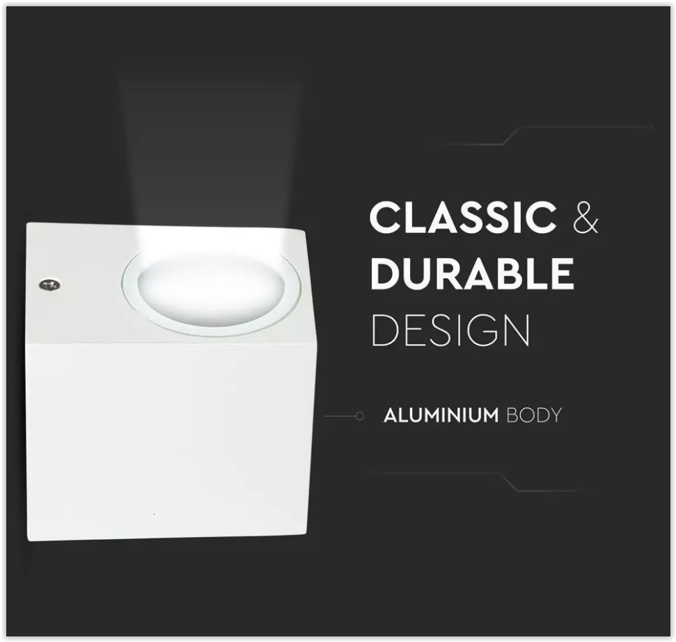 White wall lamp fixture - Square - GU10 fitting - 35W - IP44