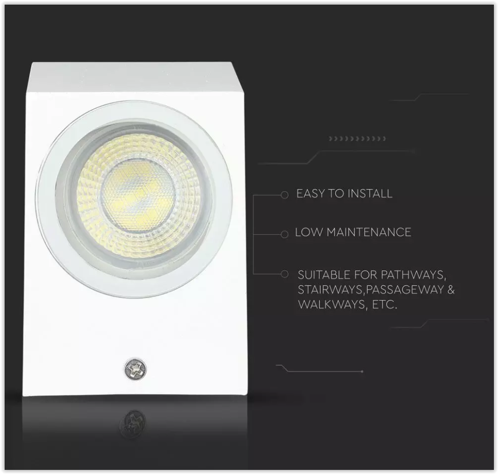 White wall lamp fixture - Square - GU10 fitting - 35W - IP44