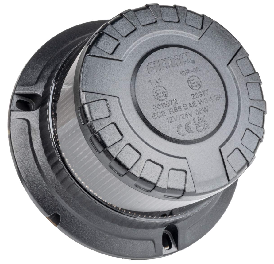 LED beacon / roof flasher - Orange - R10 / R65 - 16 LEDs - Magnet - Dark edition