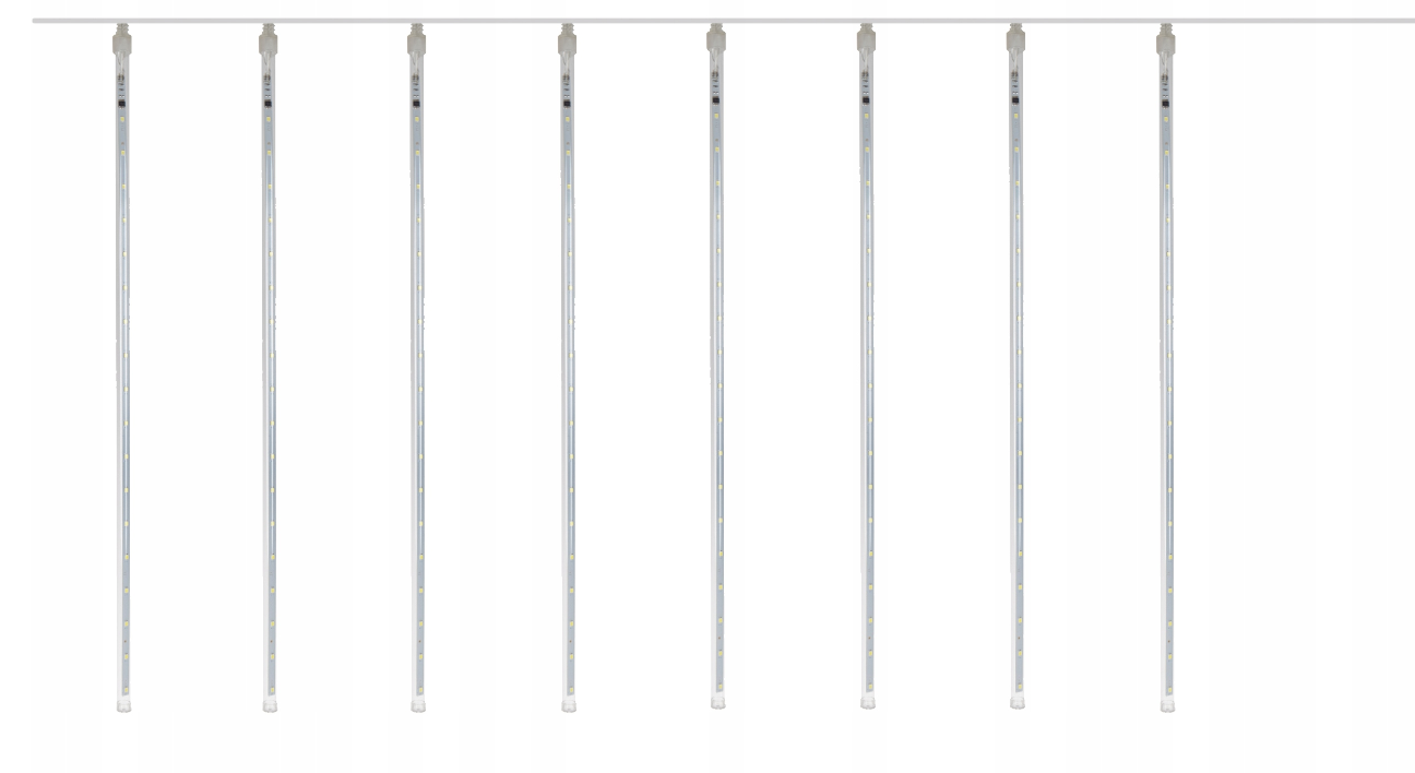 Guirlande lumineuse LED effet pluie de météorites pour Noël - 288 LED stalactites - 8 spirales - Tubes de 50 cm - Blanc froid