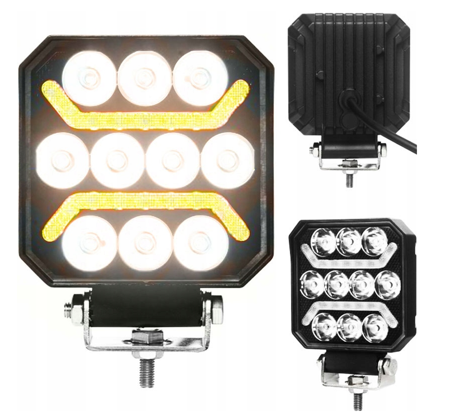 LED work lamp + 2 COB strips - 10 LEDs - White/orange - 1500 lumens