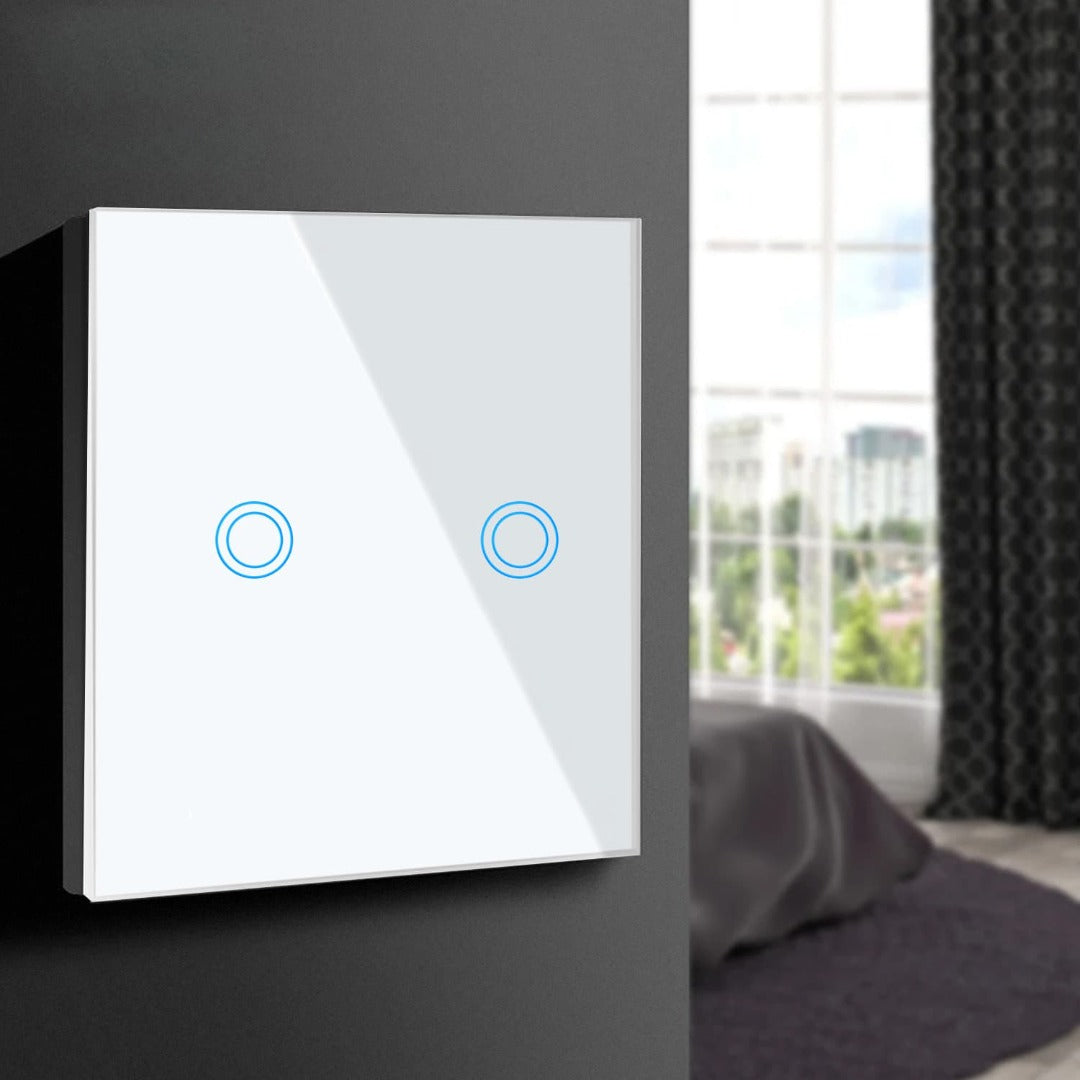 Wall switch with light - Double - Touch control - White