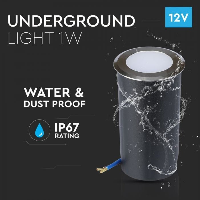 Spot encastré au sol 48 mm - Éclairage de jardin 12 volts - Blanc froid - 1 watt - IP67