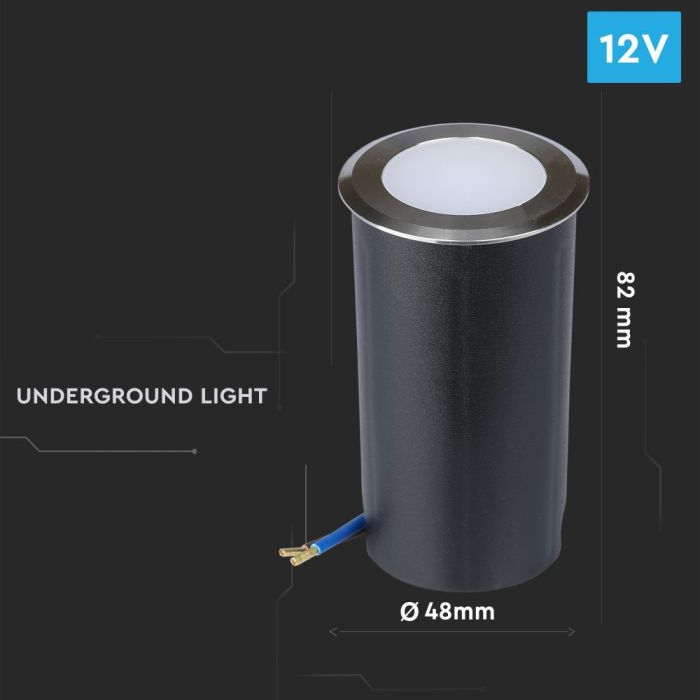 Spot encastré au sol 48 mm - Éclairage de jardin 12 volts - Blanc froid - 1 watt - IP67