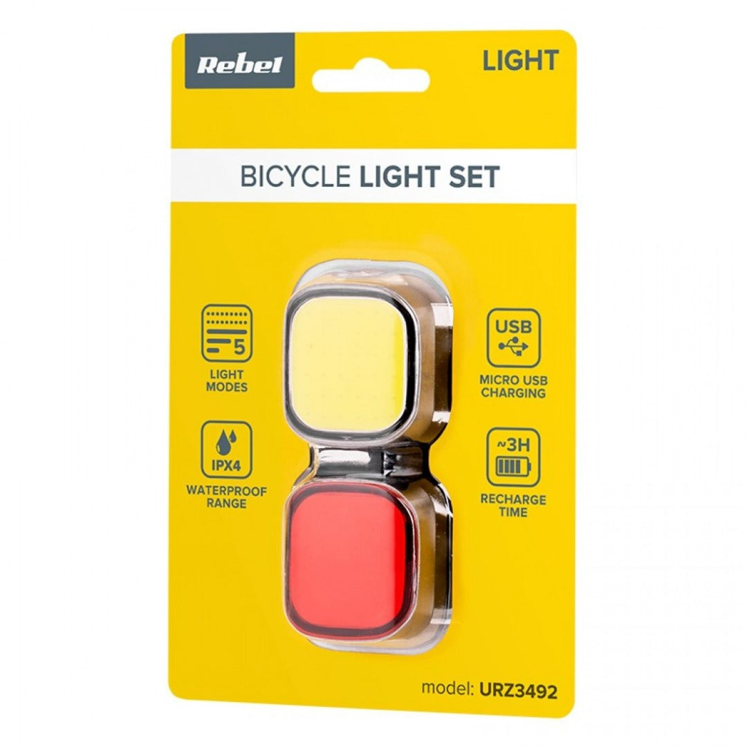 Kit d'éclairage pour vélo - Rouge et blanc - Rechargeable