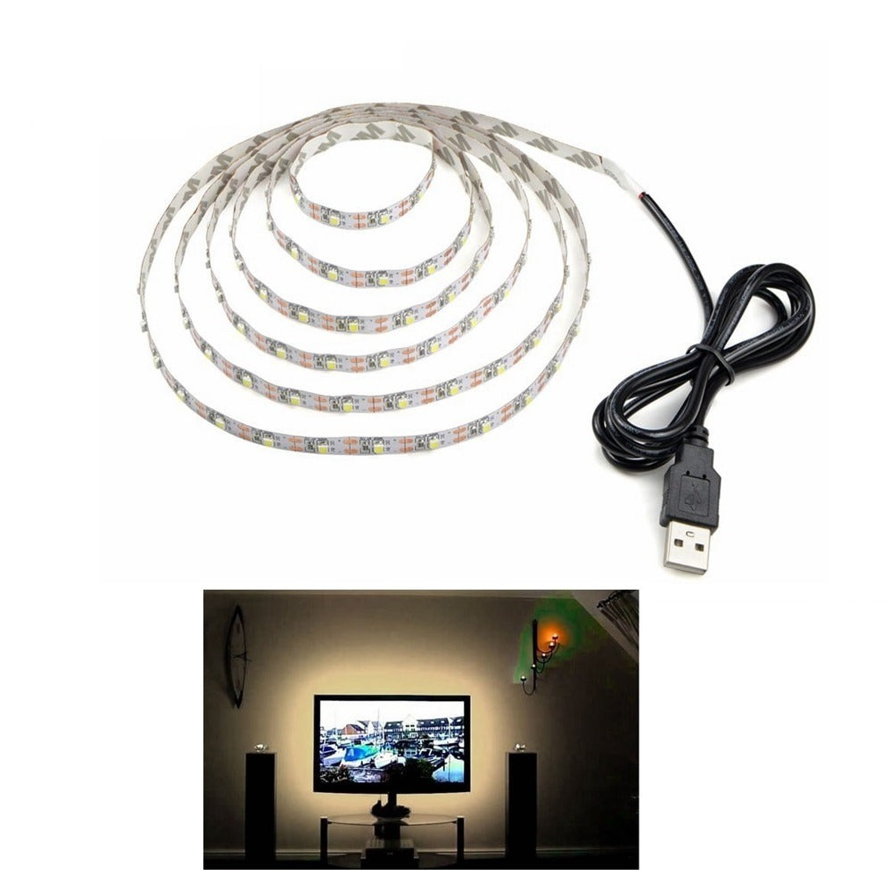 Bande LED USB - BLANC CHAUD - 1 mètre - 60 lumens/m