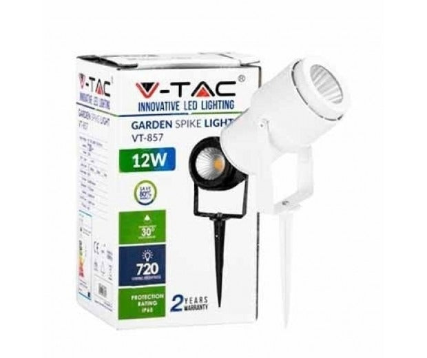220 Volt - Garden lamp - Warm white - 12 Watt - White housing - Ground spot