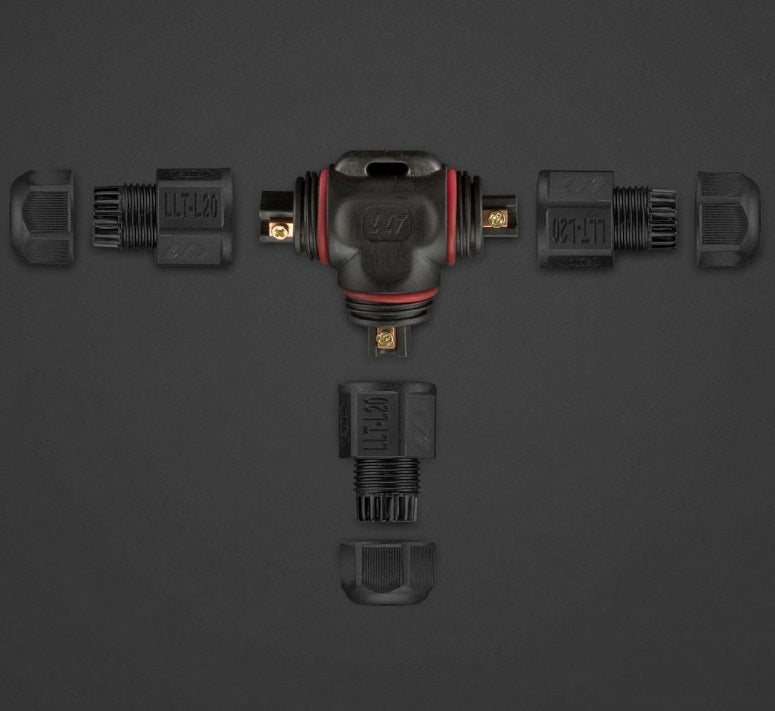 Waterproof cable connector - T splitter - screw mounting - IP67 connector