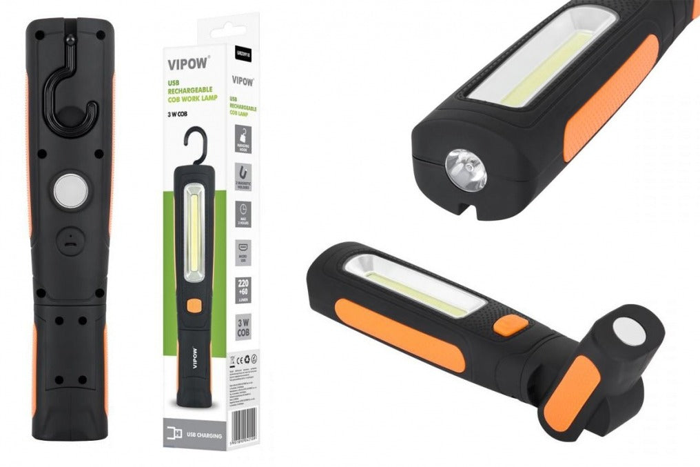 Lampe de travail - Rechargeable par USB - Magnétique - avec crochet