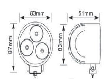 LED Work Lamp 3X3W Beam IP67