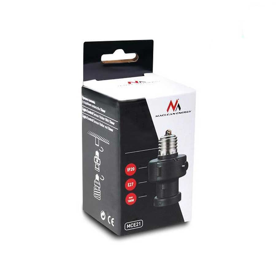 Twilight switch + timer - E27 fitting - Black