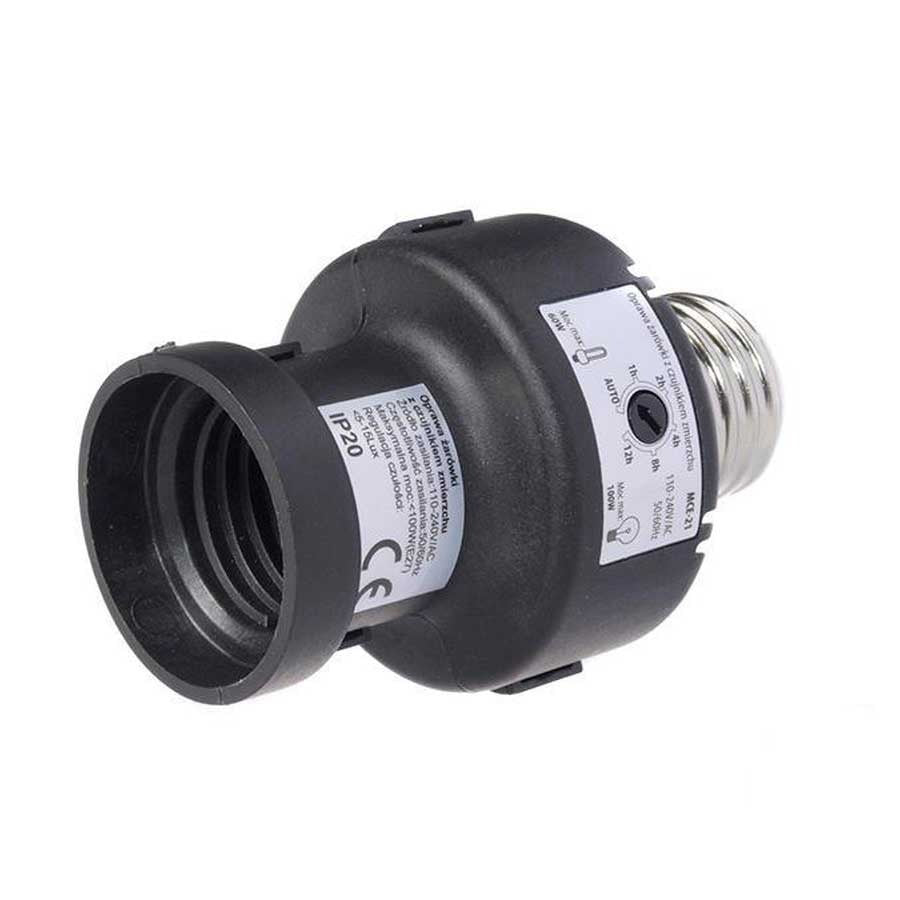 Twilight switch + timer - E27 fitting - Black