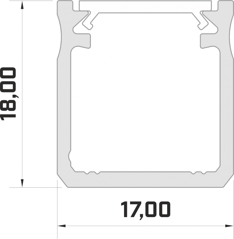 LED Profile 1 meter - 18x17mm DESIGN Y - WHITE