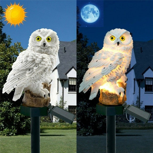 Solar LED owl white - Neutral white - With twilight sensor and pin