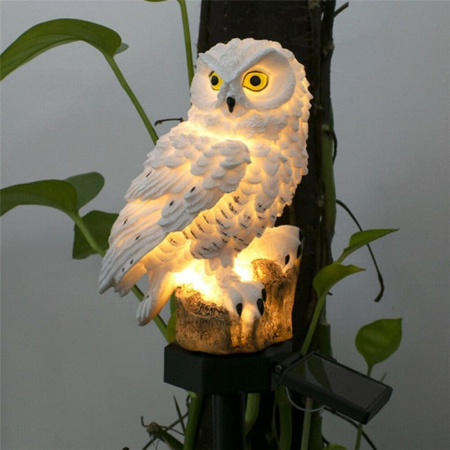 Solar LED owl white - Neutral white - With twilight sensor and pin