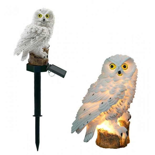 Solar LED owl white - Neutral white - With twilight sensor and pin