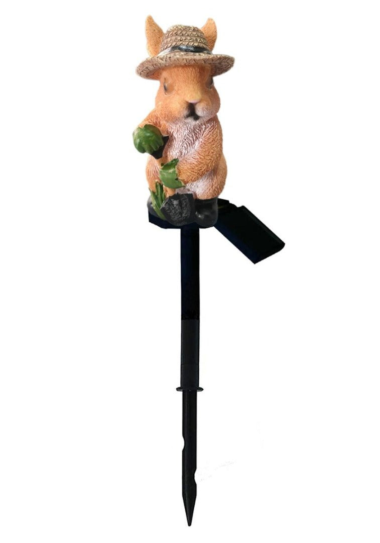 Solar LED Rabbit with shovel - With twilight sensor and pin