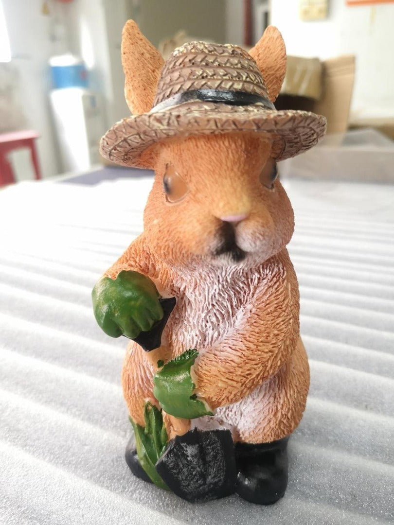 Solar LED Rabbit with shovel - With twilight sensor and pin