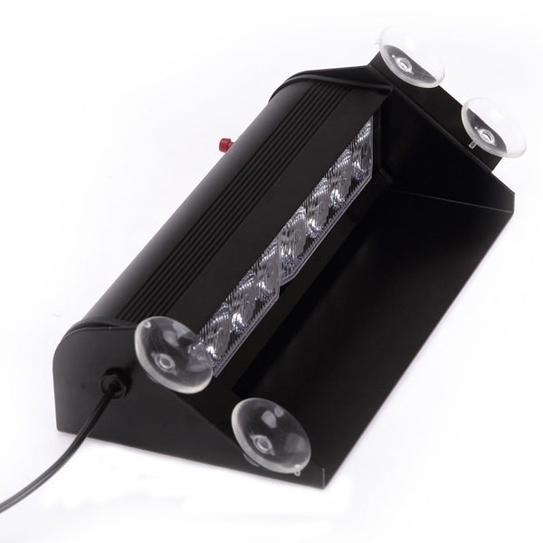 WHITE 8 LED Dashboard Strobe Flash Beacon