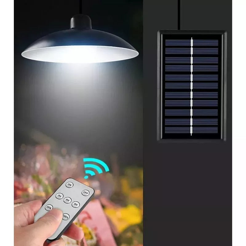 LED solar pendant lamp - Cold white - 100 lumens - With remote control - 2 pieces