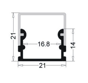 1 meter - 14mm large - LED Profiel- aluminium