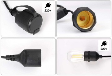 Led prikkabel - 5 lampen - 5 meter - Koppelbaar - Waterdicht - 220 Volt - Hanglampen