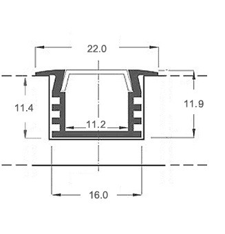 1 meter - 12mm inbouw - LED Profiel- aluminium - u profiel