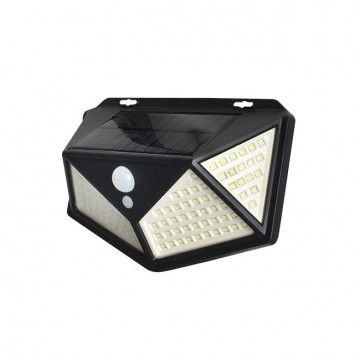 Solar LED buitenlamp - 5W - 100 LEDs - Bewegings + schemersensor - Koud wit