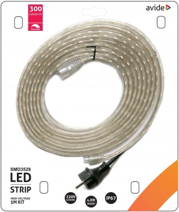 Warm wit LED Strip Outdoor IP67 - 5 Meter - 220V