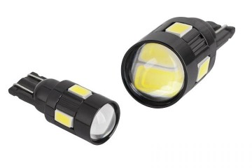 T10 - 5730 - 6 smd - uitvoering zwart - 2 stuks