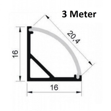 3 meter - hoek - LED profiel - aluminium