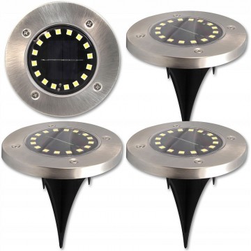 Solar 16 LED grondspot - 1,2 Watt - koud wit - schemersensor - set 4 stuks