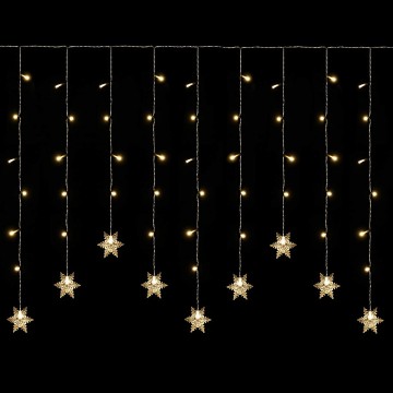 Led lichtgordijn - 3 meter - 18 sneeuwvlokken - warm wit - 108 leds