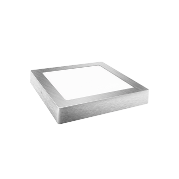 LED plafondlamp - 12cm - opbouw vierkant - Warm wit - zilver - 6W