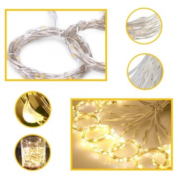 Kerst LED gordijn - Ultra dun - 3 x 3 meter - Warm wit - USB - Met controller