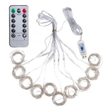 Kerst LED gordijn - Ultra dun - 3 x 3 meter - Warm wit - USB - Met controller