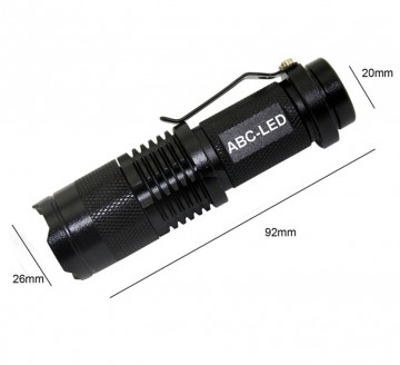 Torch LED 300 Lumens zaklamp mini black 9,3 CM