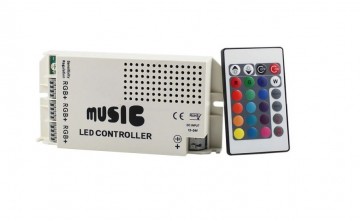 Abls12v24krgb 144w ir musicavide led szalag 12v 108w rgb 24 gombos ir taviranyito es zenes vezerlo