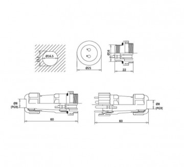 Afemtingen waterproof connector 1 2
