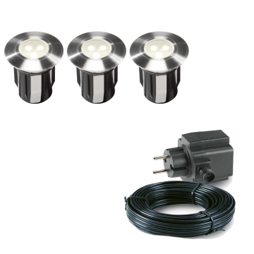 3x LED terras spot - 12V - 5 Watt - 42mm - Complete set