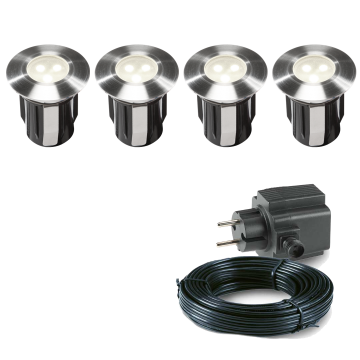 4x LED terras spot - 12V - 5 Watt - 42mm - Complete set