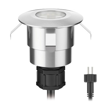LED terrasverlichting rond - 40mm - 12V - Warm wit - Zilver
