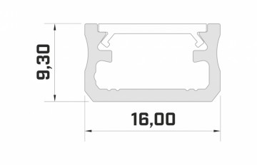 1 meter - 9,3x16mm DESIGN A ZWART - LED Profiel - aluminium