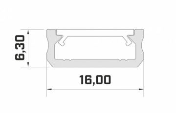 2 meter - 6.3x16mm DESIGN D WIT - LED Profiel - aluminium