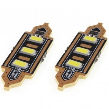 Dome - 3 LED - 5730 - 41mm - Canbus - C5W - 2 stuks (plat)