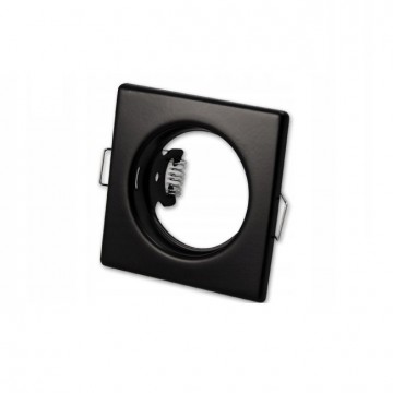 Inbouw spot GU10 - Staal - 74mm - Vaste armatuur vierkant - Zwart