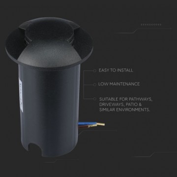 Grondspot 2 kanten - zwarte uitvoering - 12 Volt tuin verlichting - koud wit - IP67
