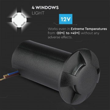 Grondspot 4 kanten - zwarte uitvoering - 12 Volt tuin verlichting - warm wit - IP67
