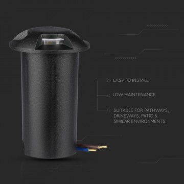 Grondspot 4 kanten - zwarte uitvoering - 12 Volt tuin verlichting - koud wit - IP67