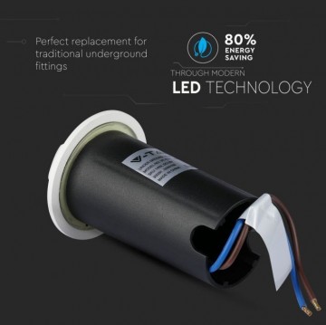 Grondspot 4 kanten - witte uitvoering - 12 Volt tuin verlichting - warm wit - IP67